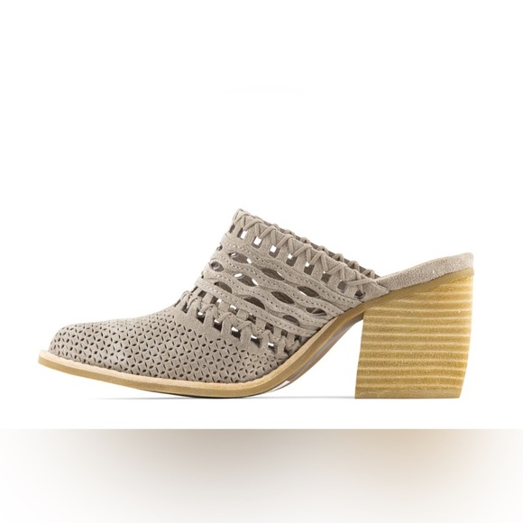 Anthropologie Jeffrey Campbell classic suede Favela woven mule heel size 9 - Picture 3 of 12
